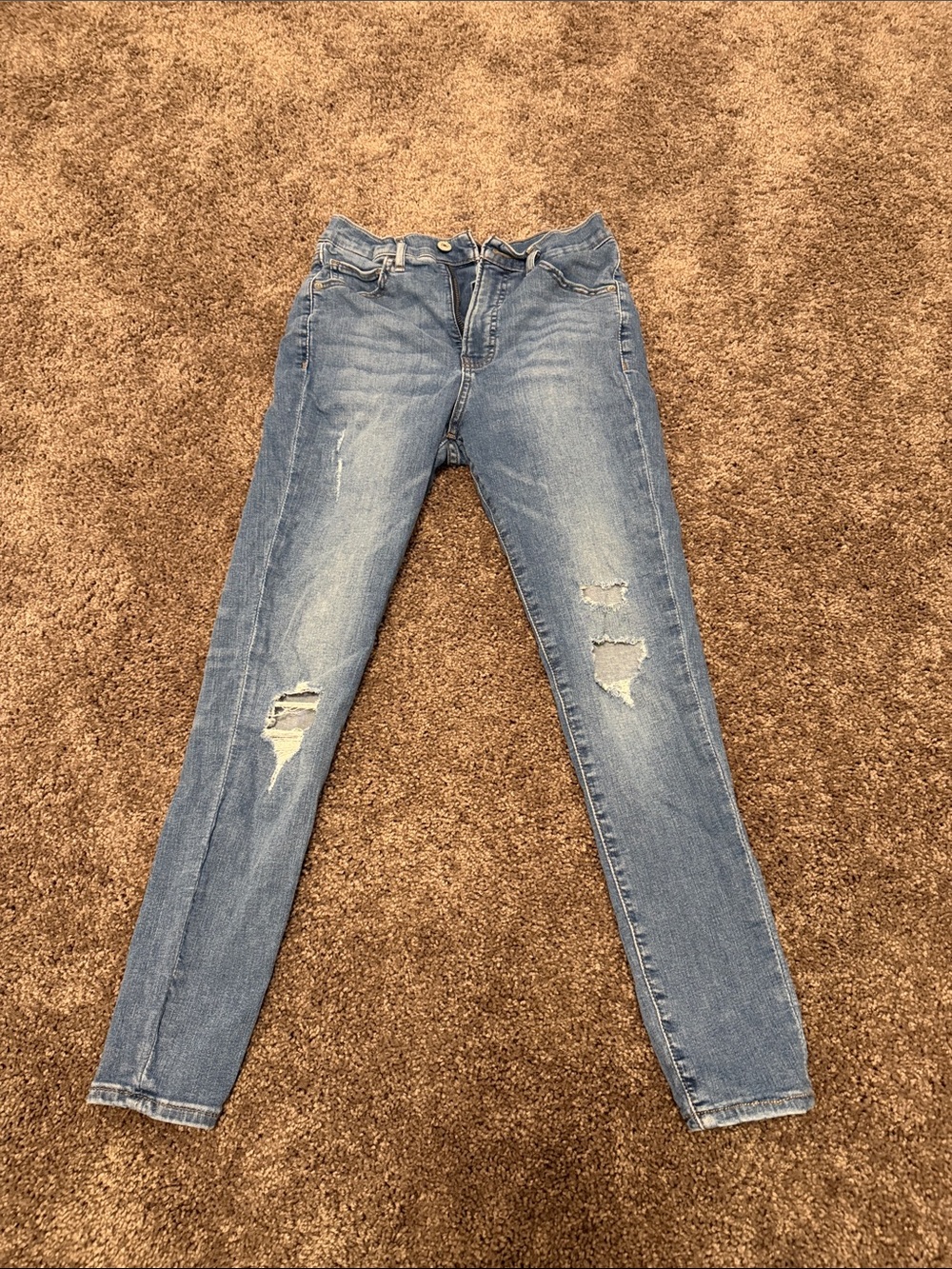 Express Light Blue Distressed Skinny Jeans - Women